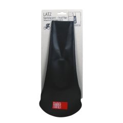 FAHRER Mudguard Latz Xl Mud flap model XL, made of recycled advertisement banner or truck tarpaulin. Made in Berlin. Length: 30 cm, max width: 13 cm